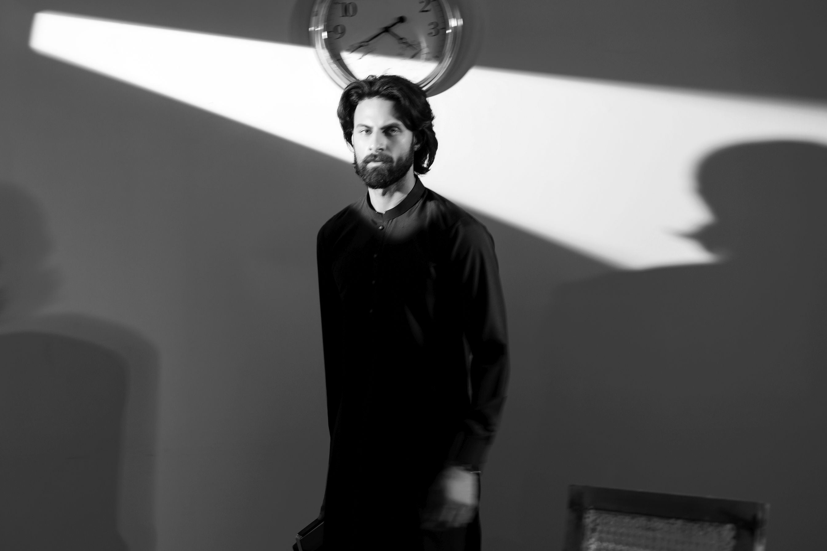 Ally's Black Classic Collar Wash & Wear Kurta Shalwar – Ready to Wear | MBA6