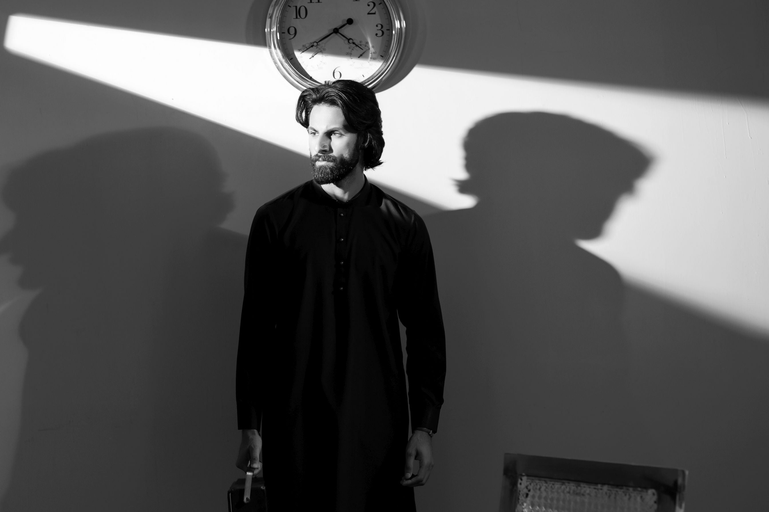 Ally's Black Classic Collar Wash & Wear Kurta Shalwar – Ready to Wear | MBA6