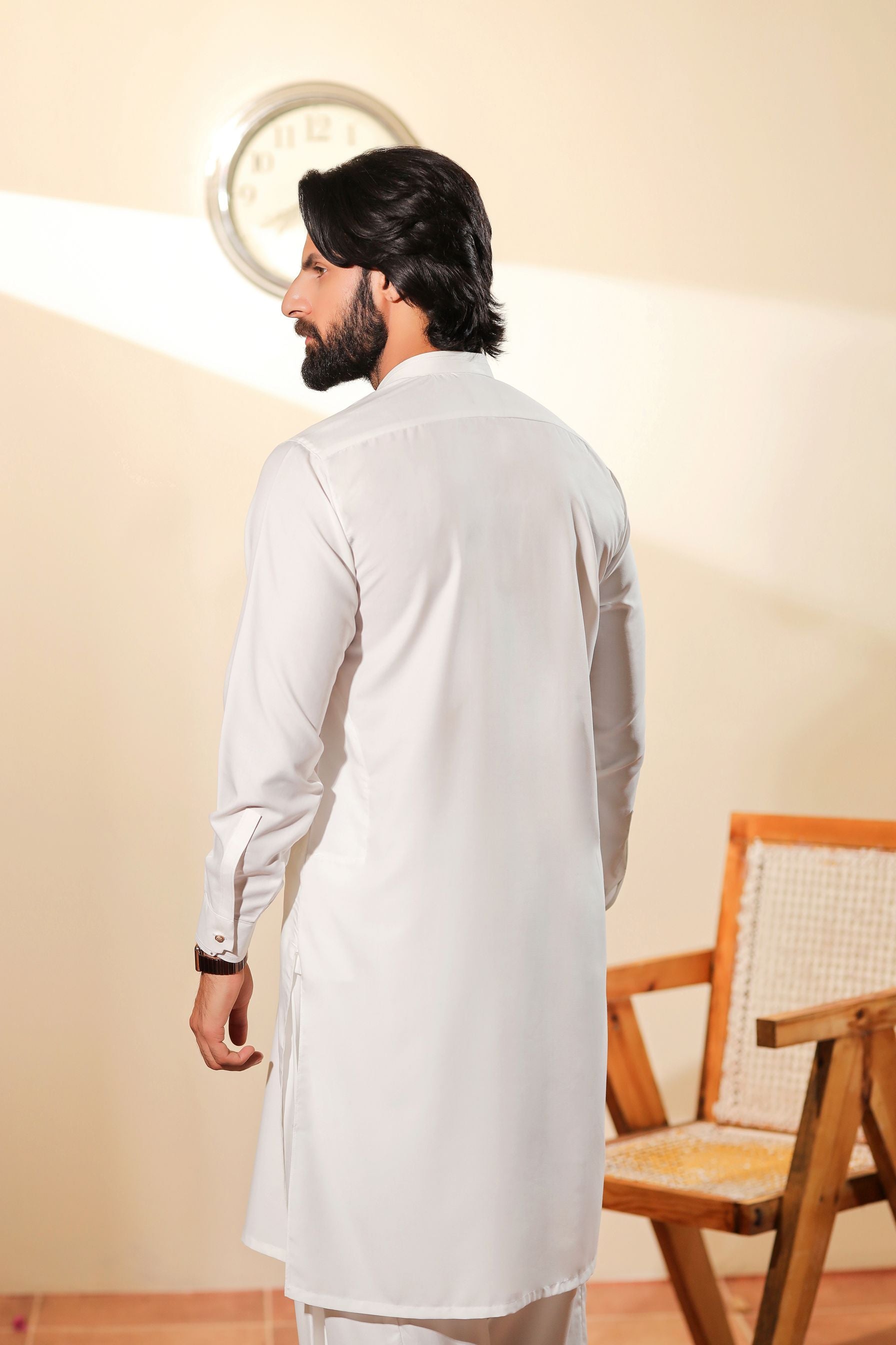 Ally's Pearl White Wash & Wear Kurta Shalwar – Ready to Wear | MBA8