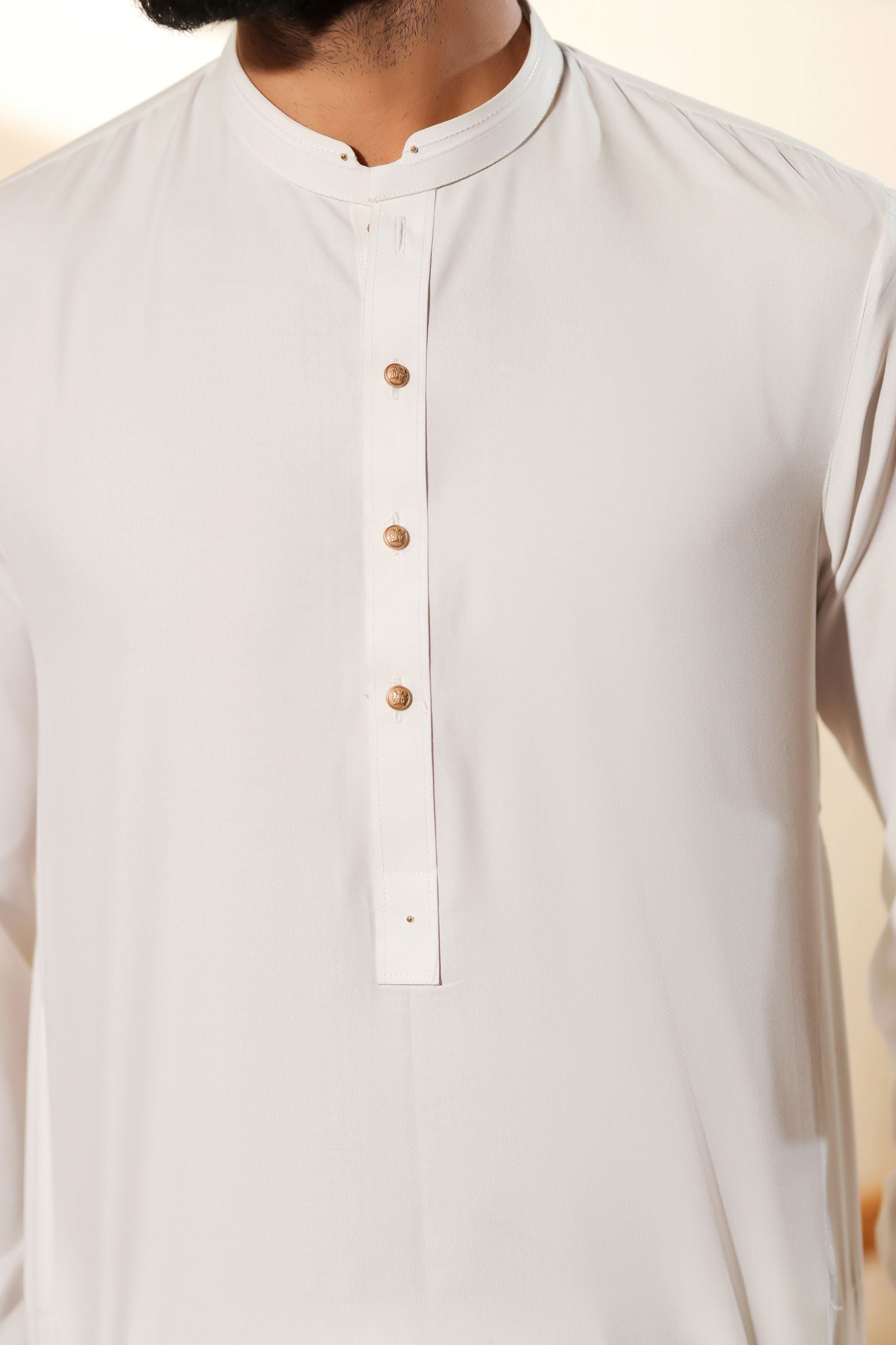 Ally's Pearl White Wash & Wear Kurta Shalwar – Ready to Wear | MBA8