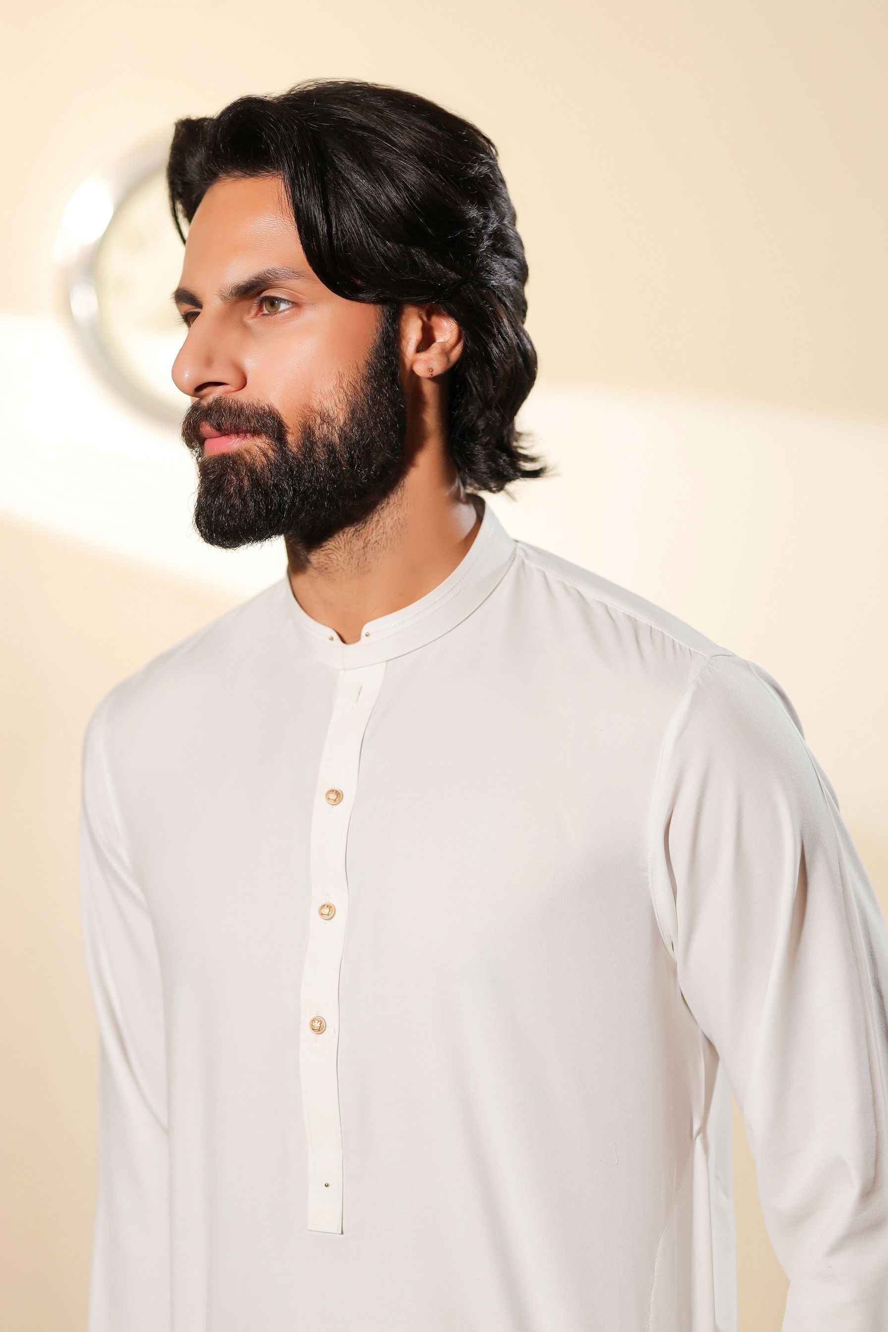 Ally's Pearl White Wash & Wear Kurta Shalwar – Ready to Wear | MBA8