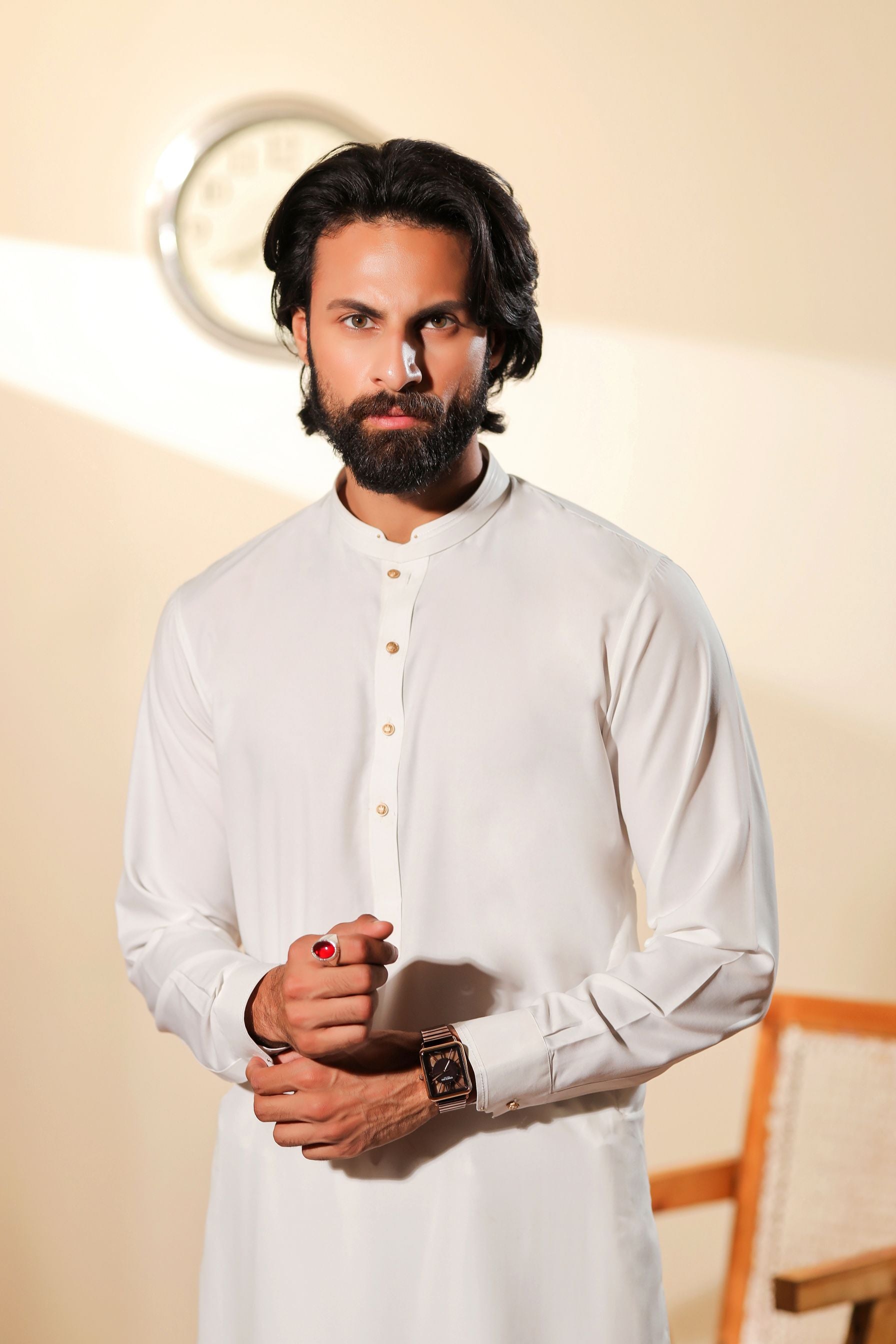 Ally's Pearl White Wash & Wear Kurta Shalwar – Ready to Wear | MBA8