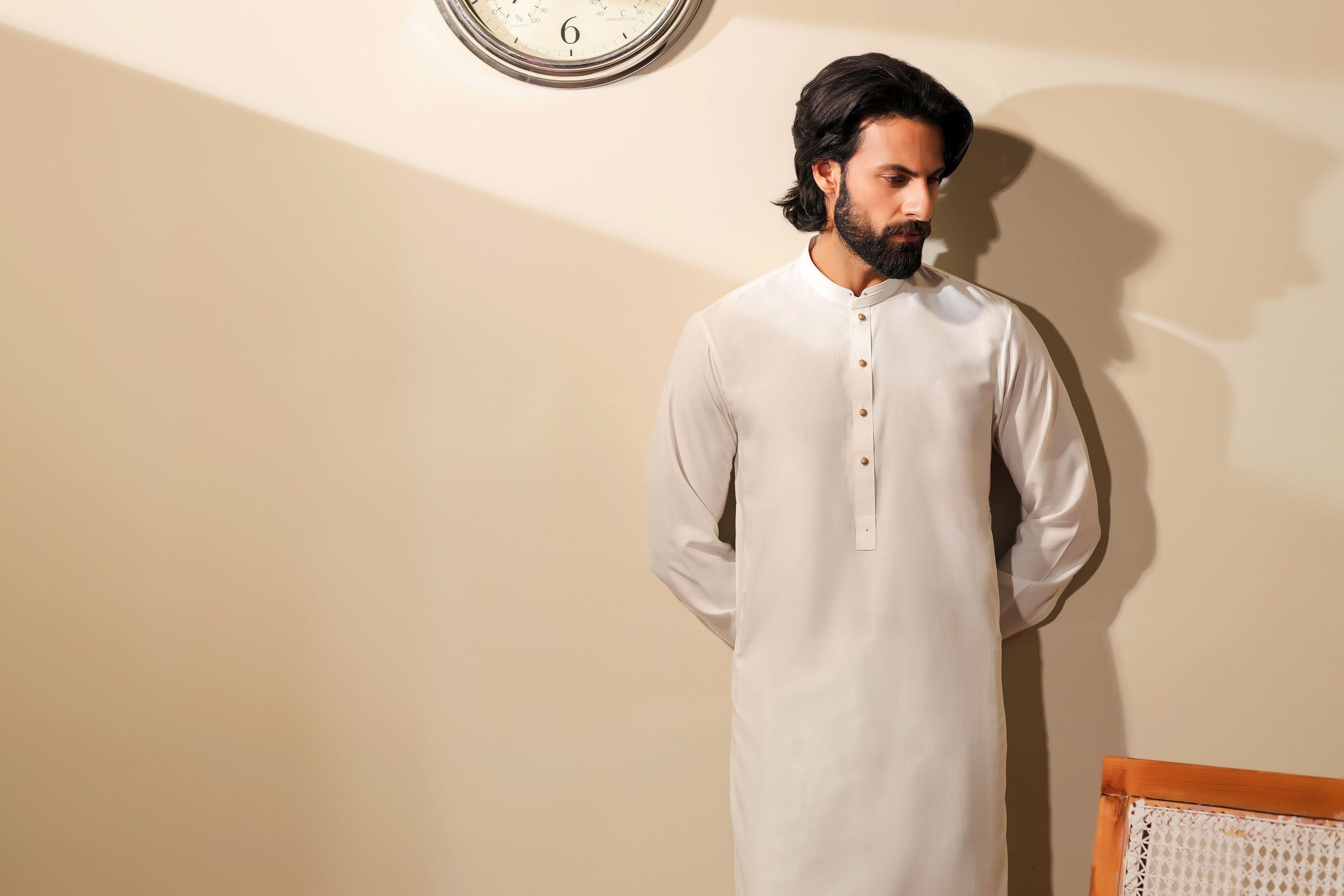 Ally's Pearl White Wash & Wear Kurta Shalwar – Ready to Wear | MBA8