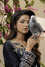 Navy Blue Embroidered Silk & Mirror Work Dress – Mehek by Mona MBM2