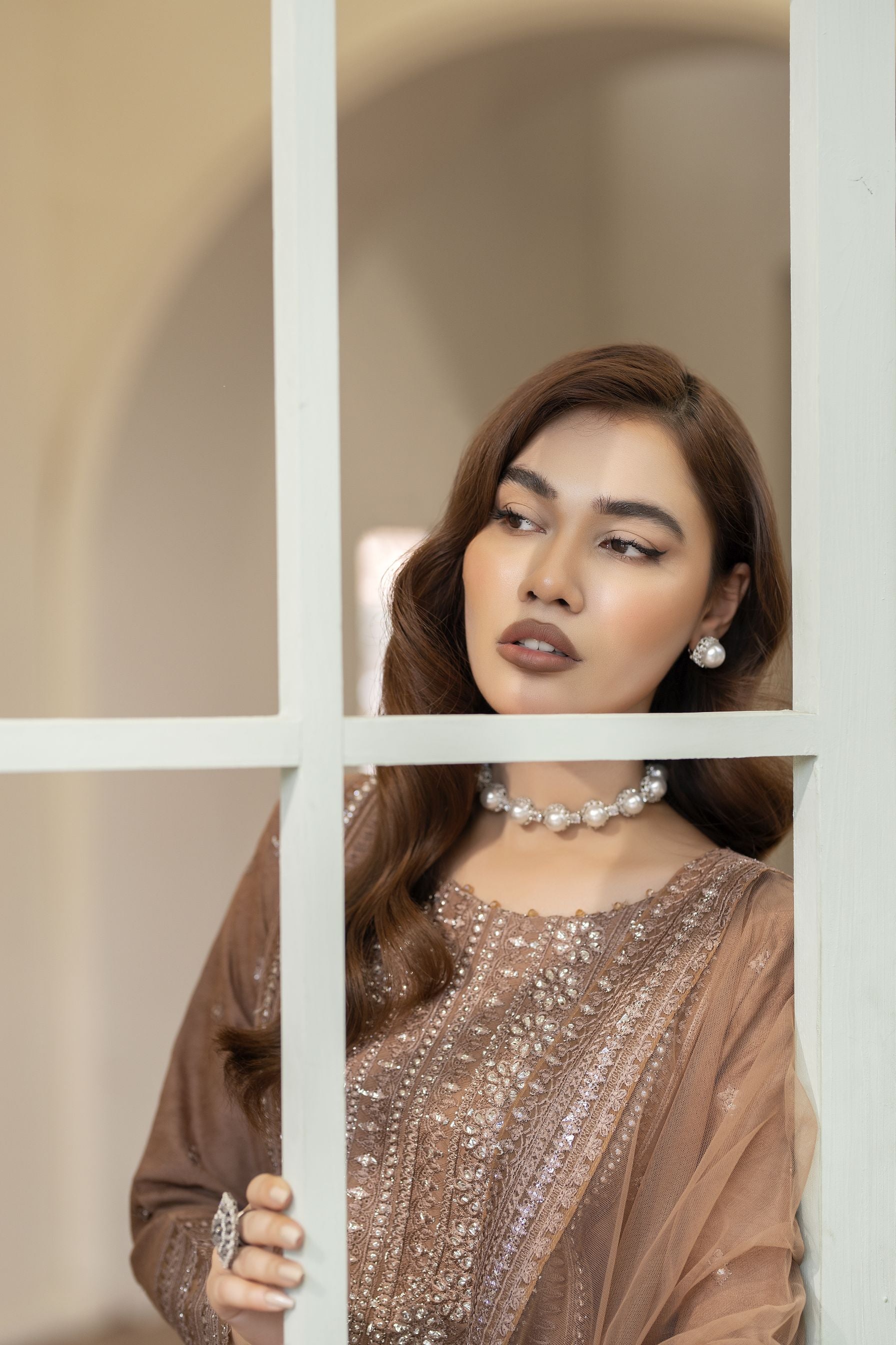 Embroidered Jacquard Cotton Suit with Net Dupatta and Plazzo Reet by Mona RBY1