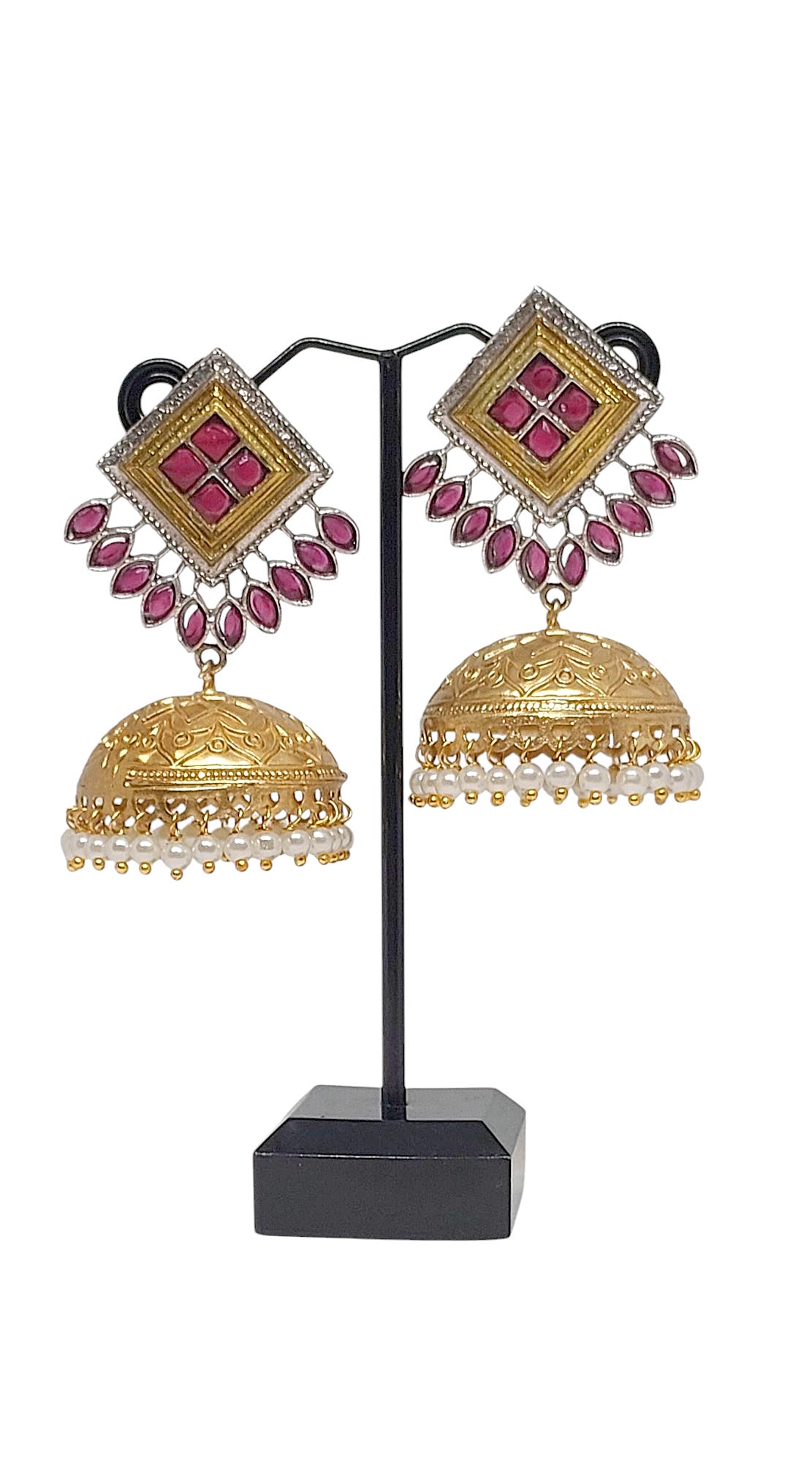 Gul Warun Regal Geometric Jhumka Earrings – 2 Colours GJ9