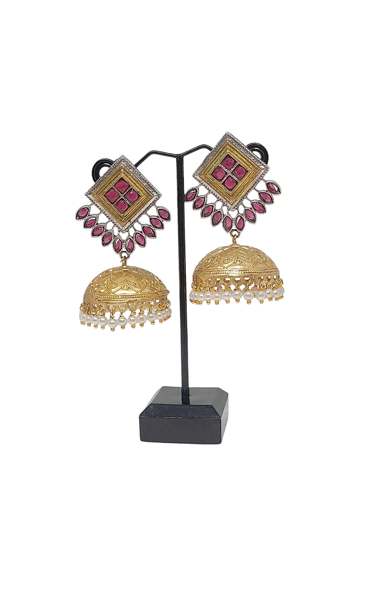 Gul Warun Regal Geometric Jhumka Earrings – 2 Colours GJ9