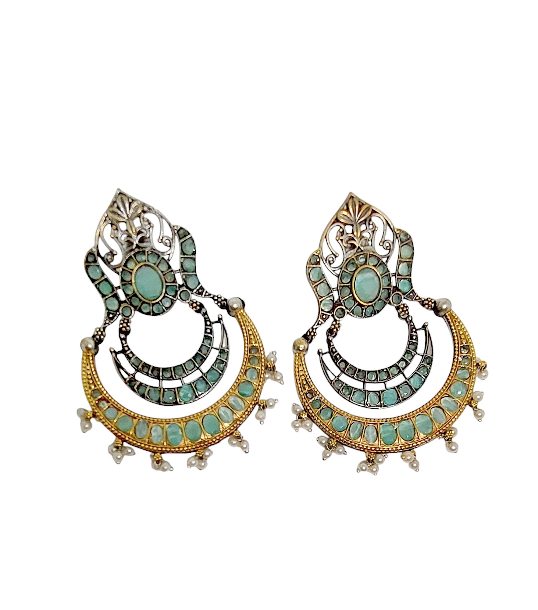 Gul Warun Regal Kundan Crescent Earrings GJ11 (3 Colours)