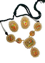 Gul Warun Royal Meenakari Pearl Necklace & Earrings Set GJ12