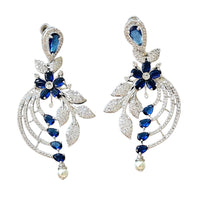 Gul Warun Crystal Floral Cascade Earrings with Teardrop Pearl GJ18