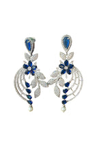 Gul Warun Crystal Floral Cascade Earrings with Teardrop Pearl GJ18