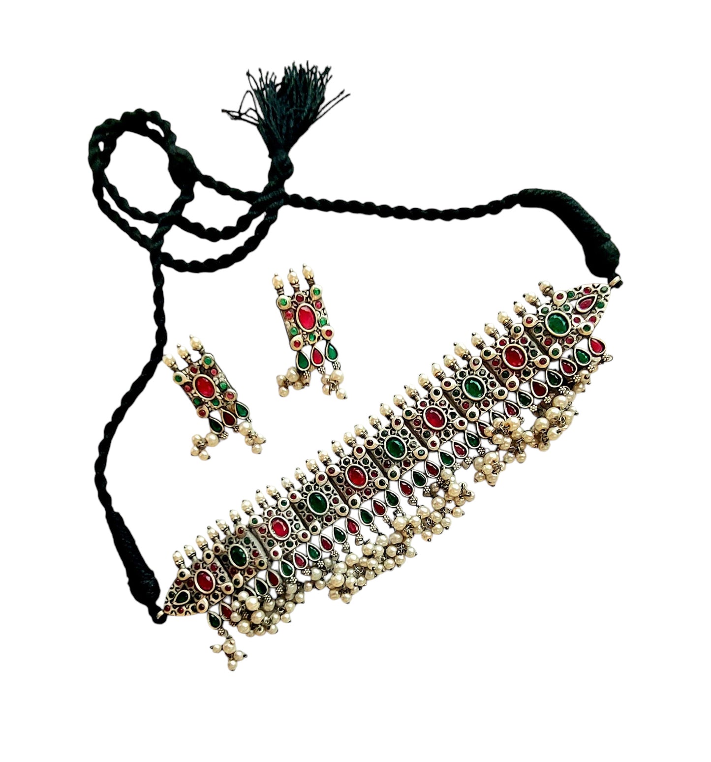 Gul Warun Heritage Kundan Choker & Earrings Set – Two Colours GJ4