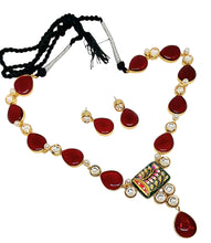 Gul Warun Handcrafted Stone Drop Necklace Set with Pendant GJ19
