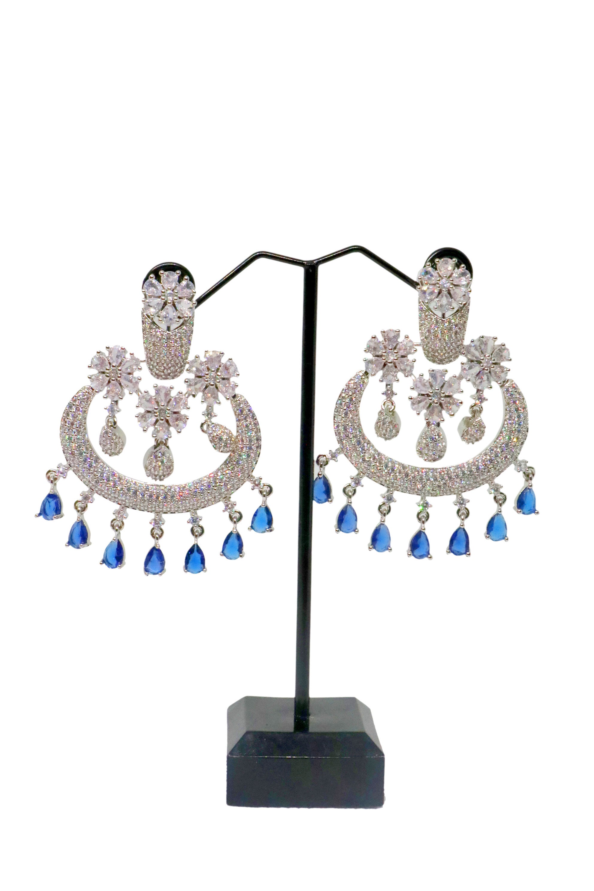 Gul Warun Regal Crescent Crystal Earrings – Two Colours GJ3