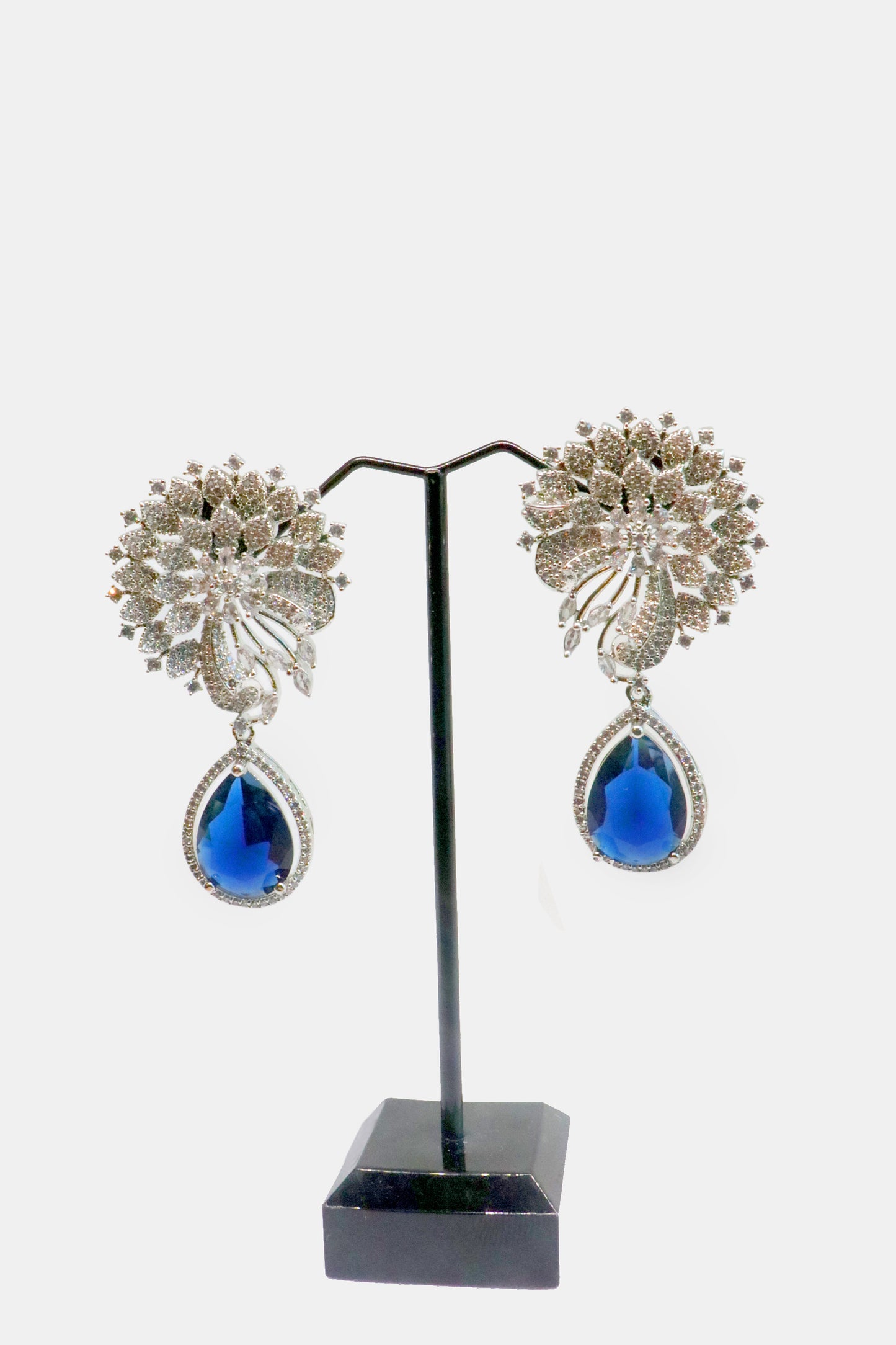 Gul Warun Luxury Crystal Bloom Earrings with Teardrop Gemstone GJ17