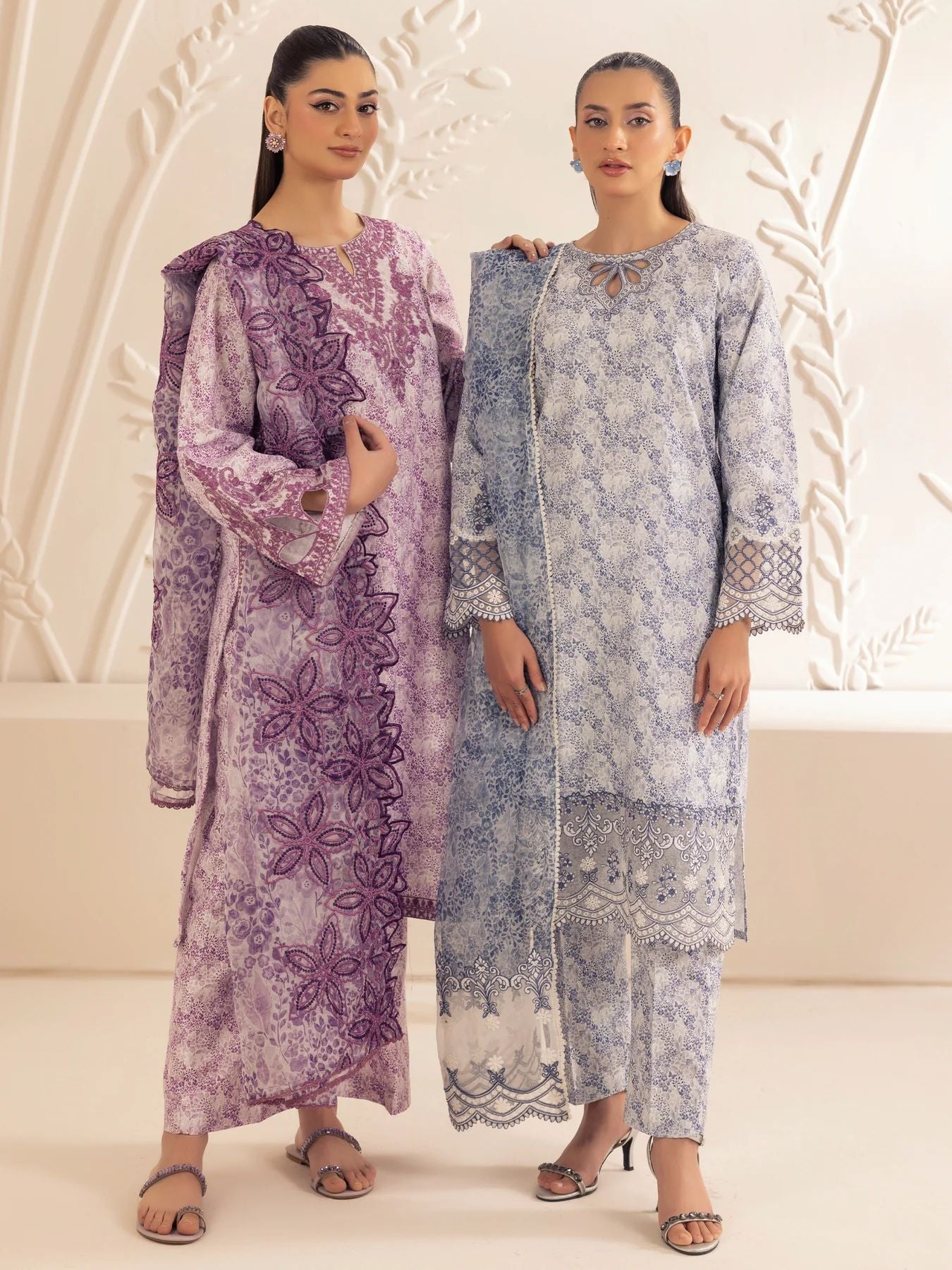 Muse01 - Lavender Elegance | 3pc Silk Lawn Printed & Embroidered Suit by Mohagni