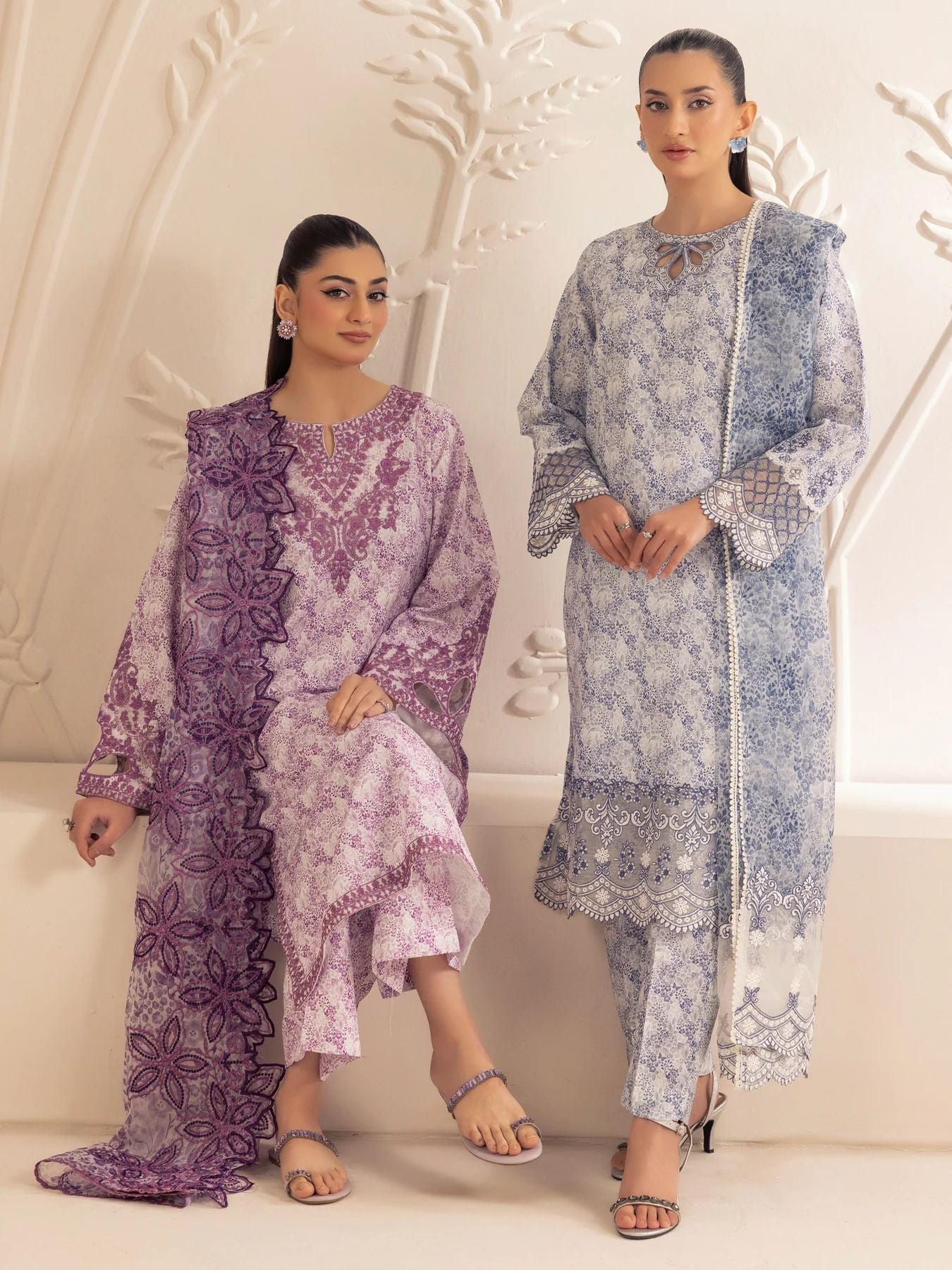 Muse01 - Lavender Elegance | 3pc Silk Lawn Printed & Embroidered Suit by Mohagni