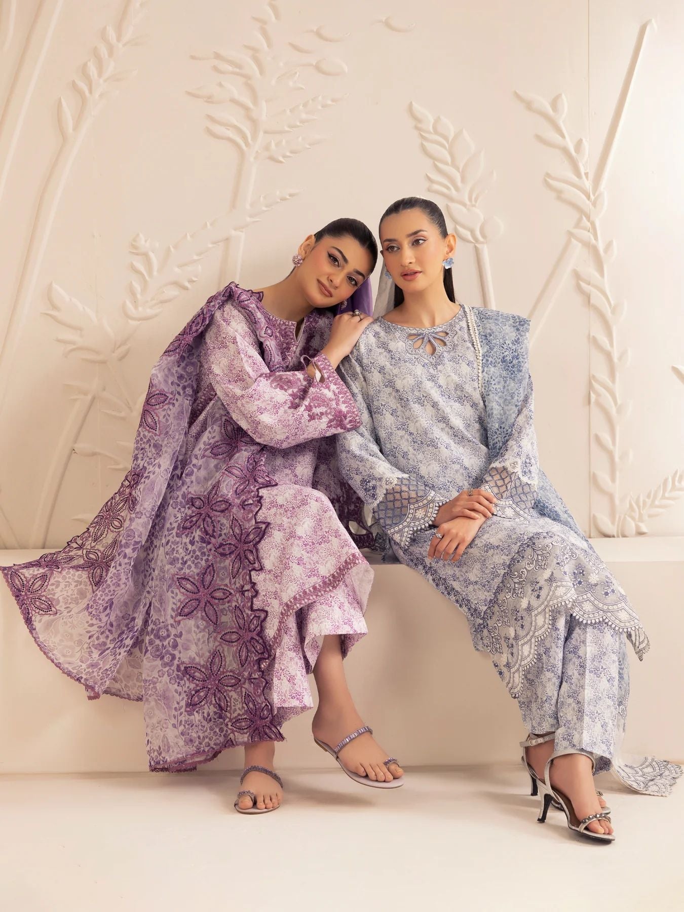 Muse01 - Lavender Elegance | 3pc Silk Lawn Printed & Embroidered Suit by Mohagni