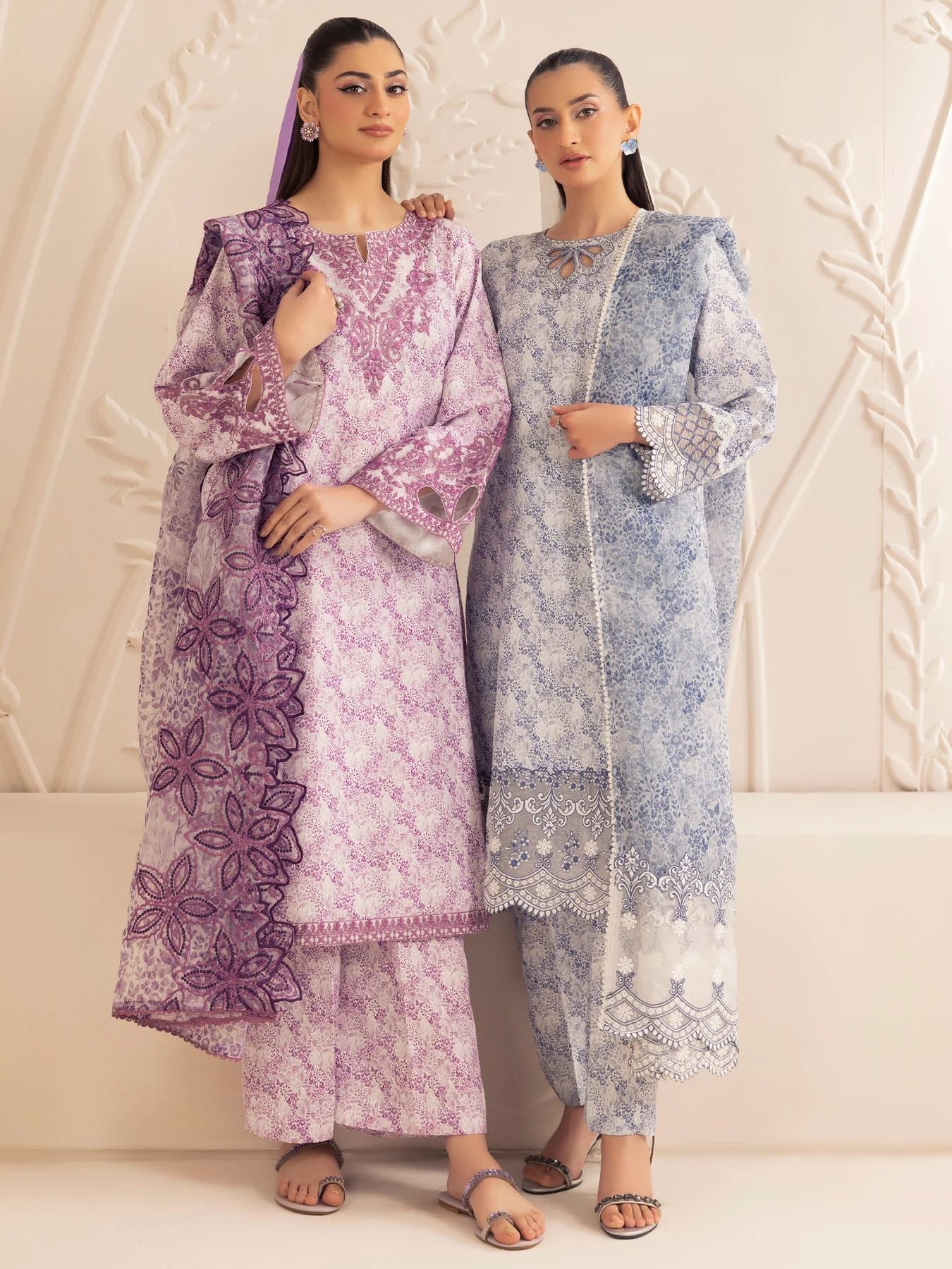 Muse01 - Lavender Elegance | 3pc Silk Lawn Printed & Embroidered Suit by Mohagni