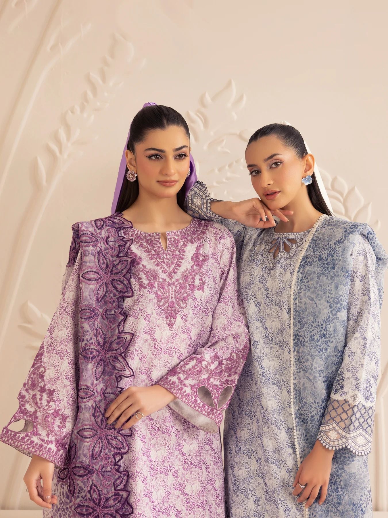 Muse01 - Lavender Elegance | 3pc Silk Lawn Printed & Embroidered Suit by Mohagni