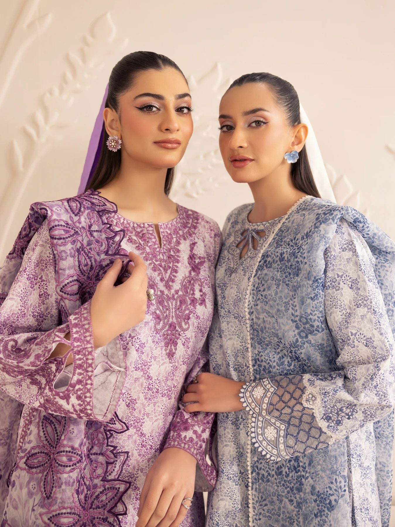 Muse01 - Lavender Elegance | 3pc Silk Lawn Printed & Embroidered Suit by Mohagni