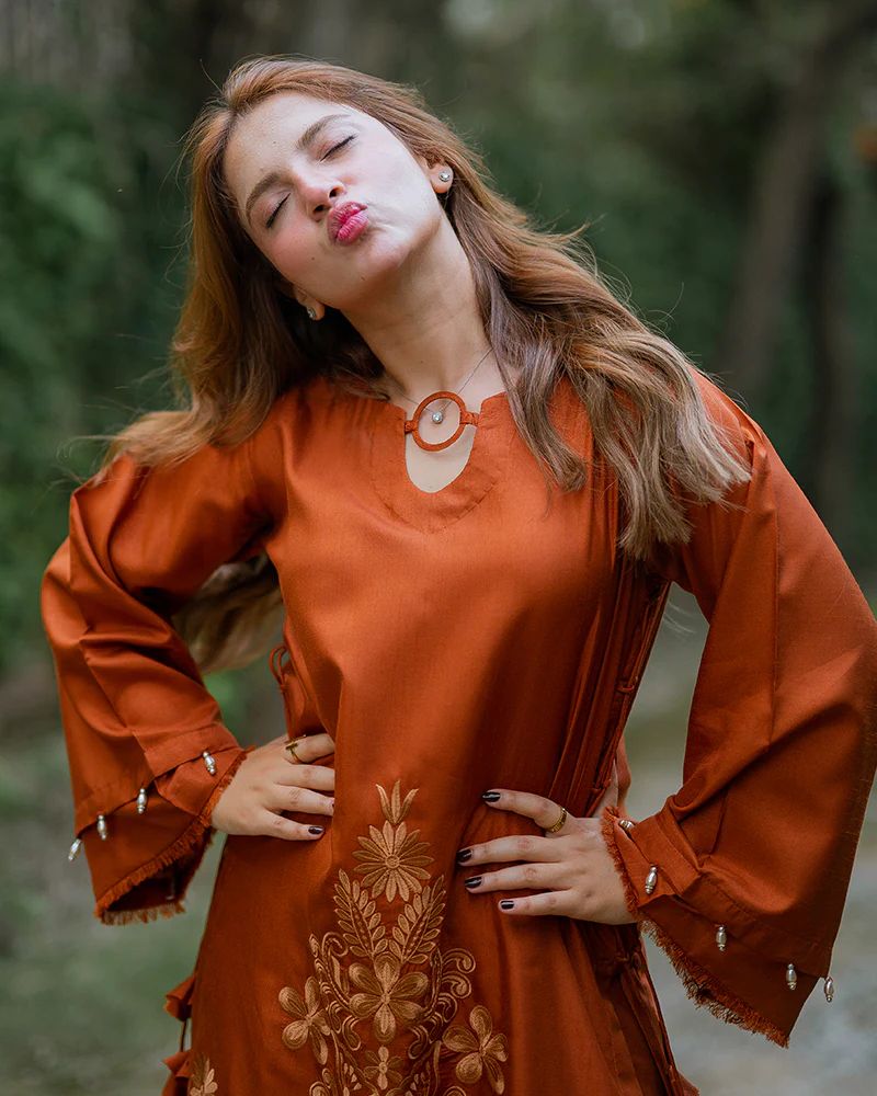 Day to Night by Mona – Raw Silk Chikankari 2pc Co-ord Set DNM8