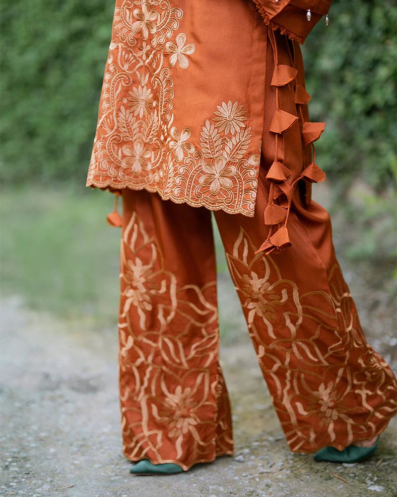 Day to Night by Mona – Raw Silk Chikankari 2pc Co-ord Set DNM8