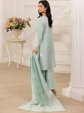 Muse10 – Mint Elegance | 3pc Printed Silk Lawn Suit with Embroidered Patch & Monar Dupatta by Mohagni