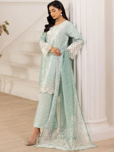 Muse10 – Mint Elegance | 3pc Printed Silk Lawn Suit with Embroidered Patch & Monar Dupatta by Mohagni