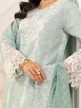 Muse10 – Mint Elegance | 3pc Printed Silk Lawn Suit with Embroidered Patch & Monar Dupatta by Mohagni