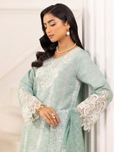 Muse10 – Mint Elegance | 3pc Printed Silk Lawn Suit with Embroidered Patch & Monar Dupatta by Mohagni