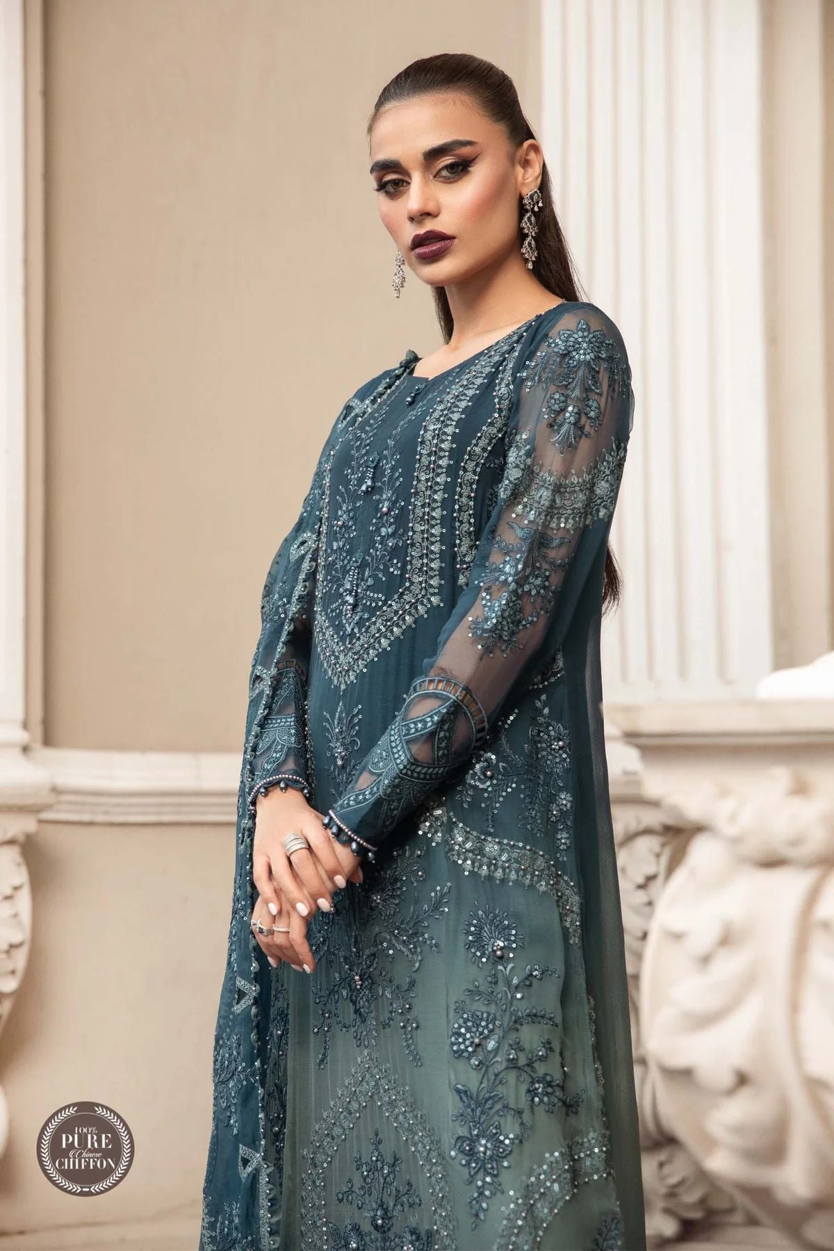 Maria B Ready to Wear Chiffon Teal Blue 102