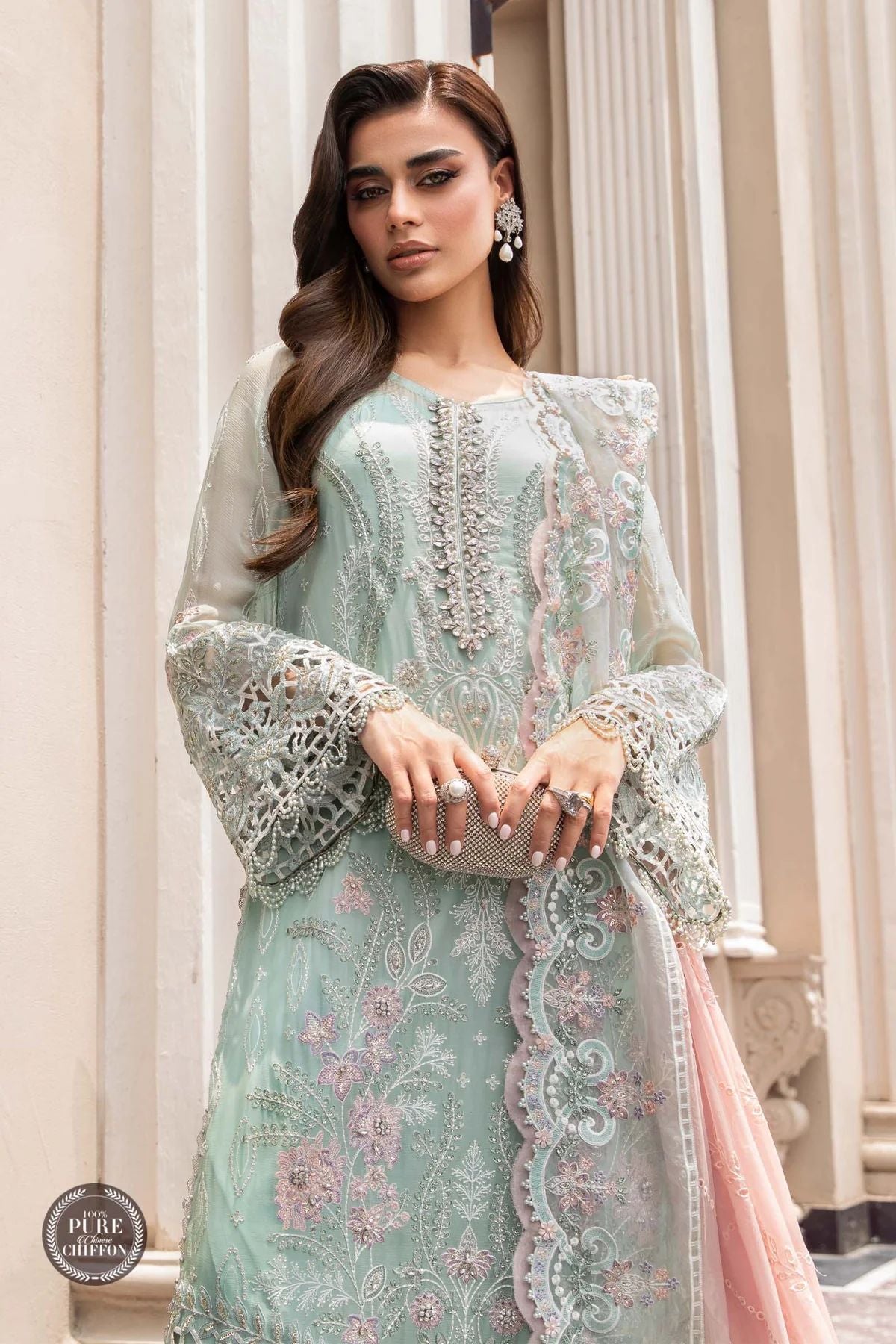 Maria B Ready to Wear Chiffon Mint Green 104