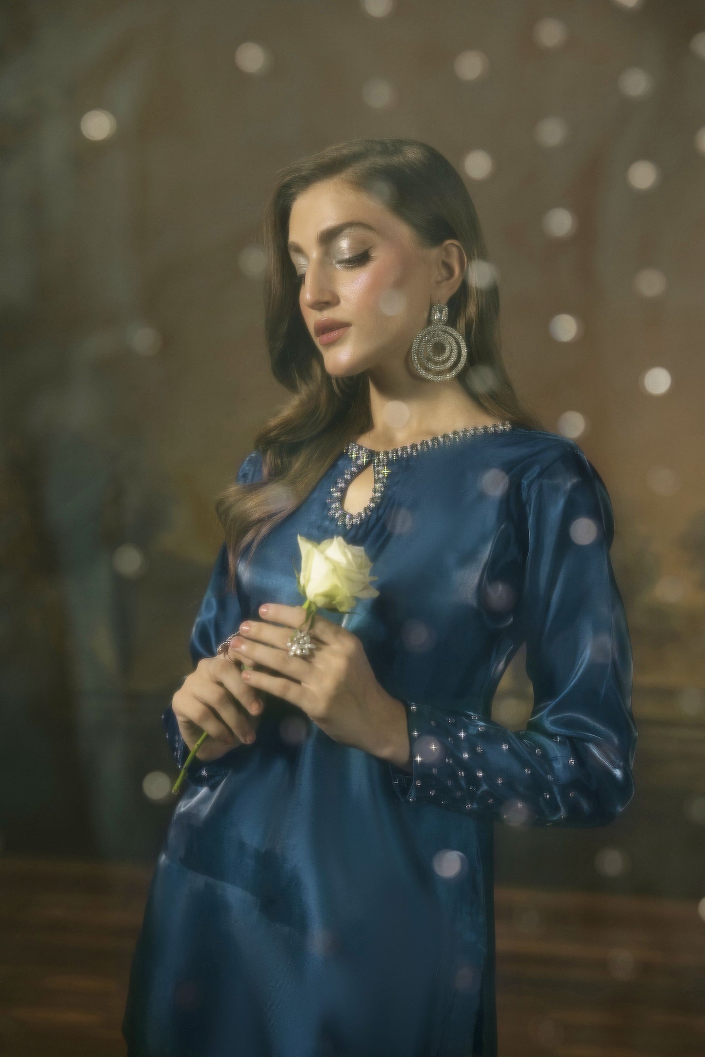 Midnight Blue Silk Farshi Shalwar Pakistani Dress - Farshi Bahaar by Mona FBM7