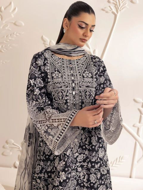 Mohagni 3pc Ready to Wear Silk Lawn Suit with Silk Dupatta LMB8