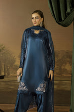 Midnight Blue Silk Farshi Shalwar Pakistani Dress - Farshi Bahaar by Mona FBM7