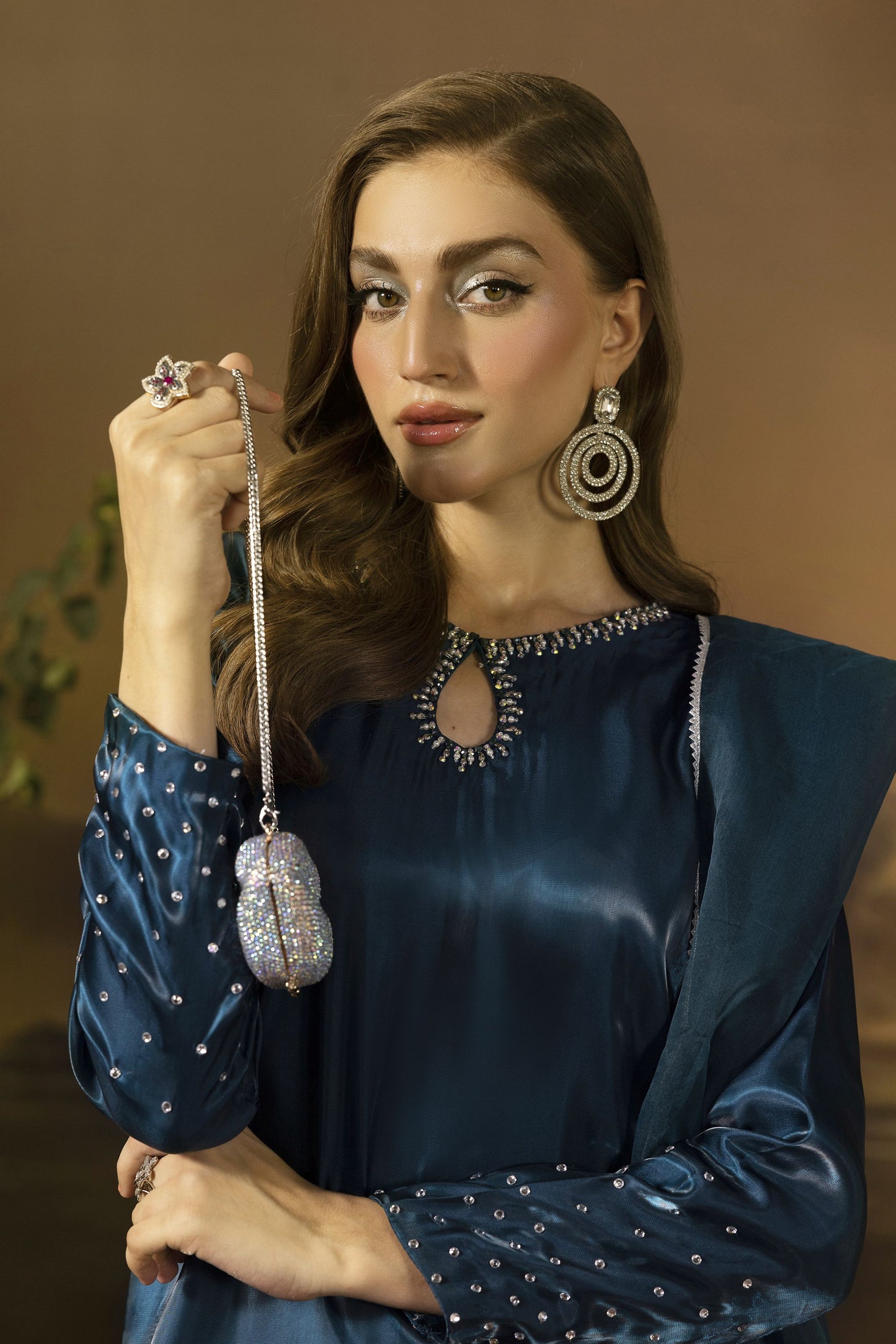 Midnight Blue Silk Farshi Shalwar Pakistani Dress - Farshi Bahaar by Mona FBM7
