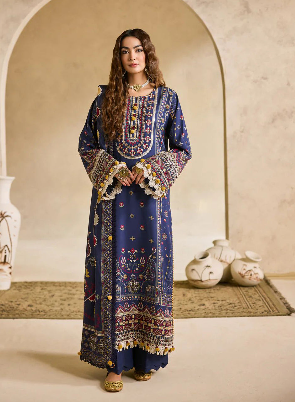 Linen by Florent – 3pc Embroidered Winter Long Dress with Khadi Shawl NAF18