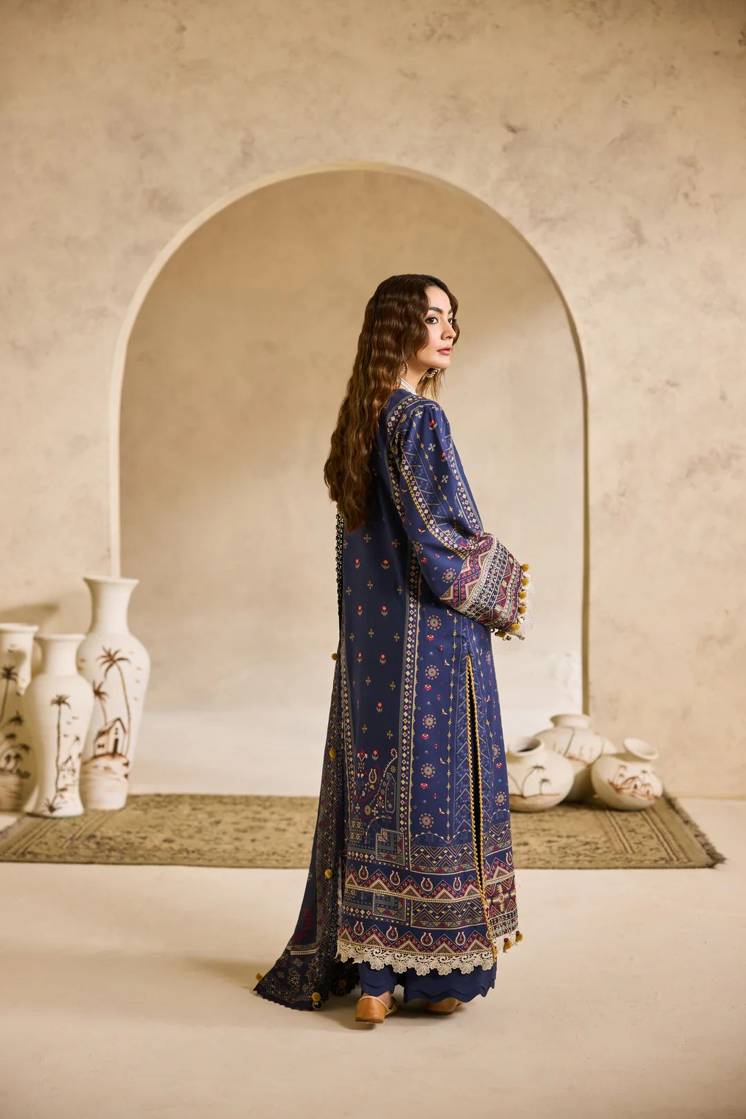 Linen by Florent – 3pc Embroidered Winter Long Dress with Khadi Shawl NAF18
