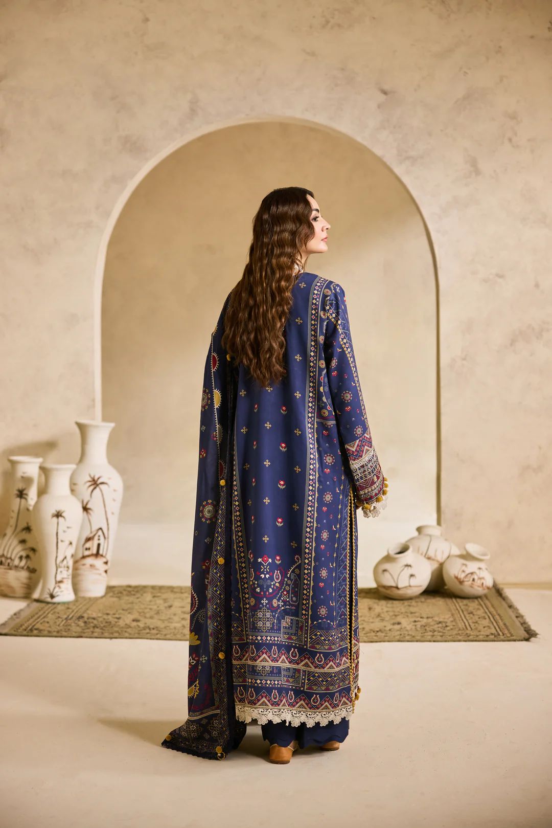 Linen by Florent – 3pc Embroidered Winter Long Dress with Khadi Shawl NAF18