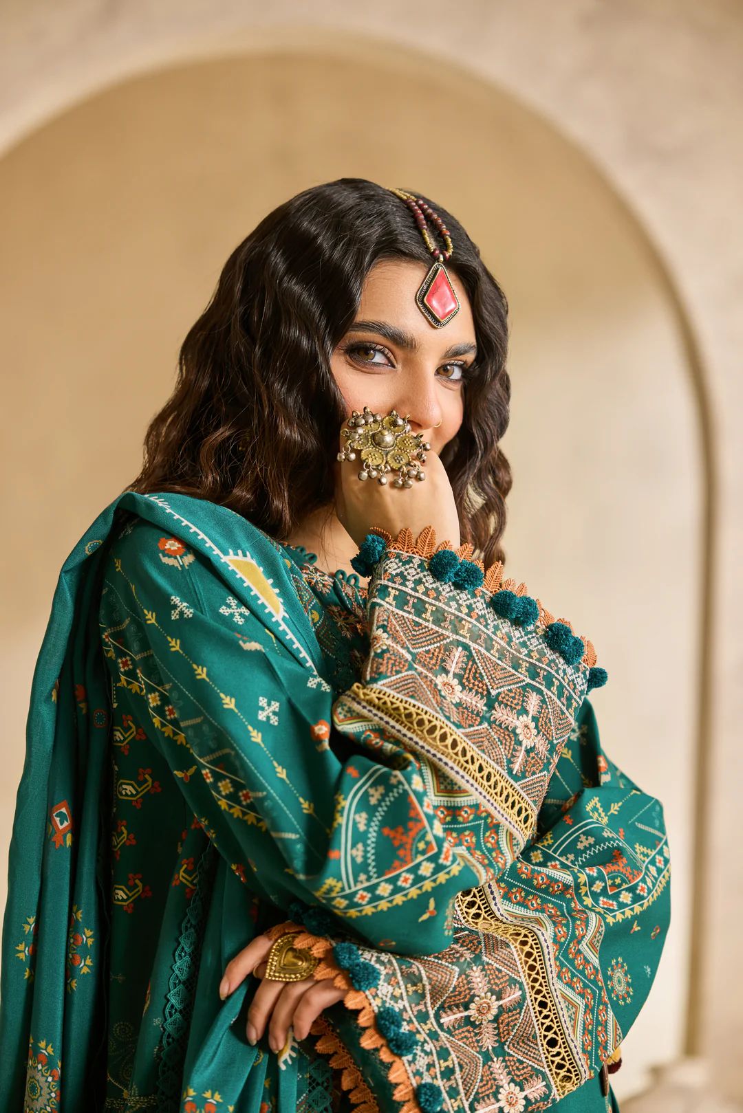 Linen by Florent – 3pc Embroidered Winter Suit with Shawl NAF17