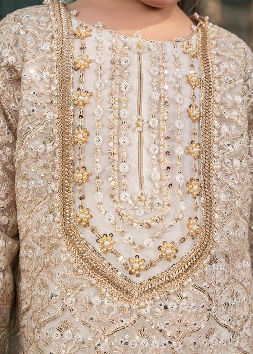 Festive Off White Gharara Dress for Girls by Mona FMGC2