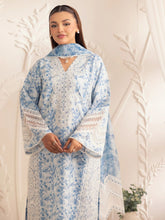 Muse02 - Blue Serenity | 3pc Printed Silk Lawn & Embroidered Organza Suit by Mohagni