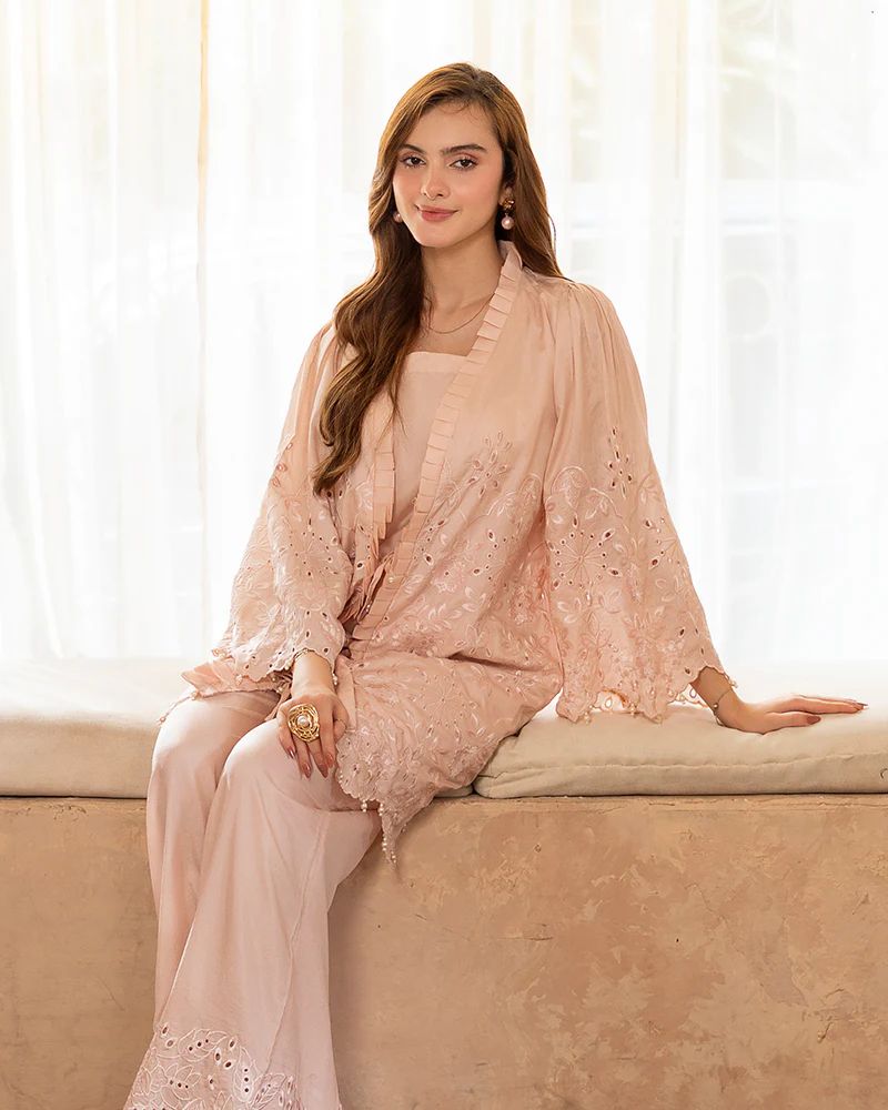 Day to Night by Mona – Raw Silk Chikankari 2pc Co-ord Gown Set DNM5