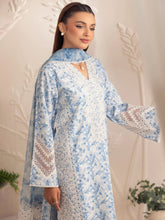 Muse02 - Blue Serenity | 3pc Printed Silk Lawn & Embroidered Organza Suit by Mohagni