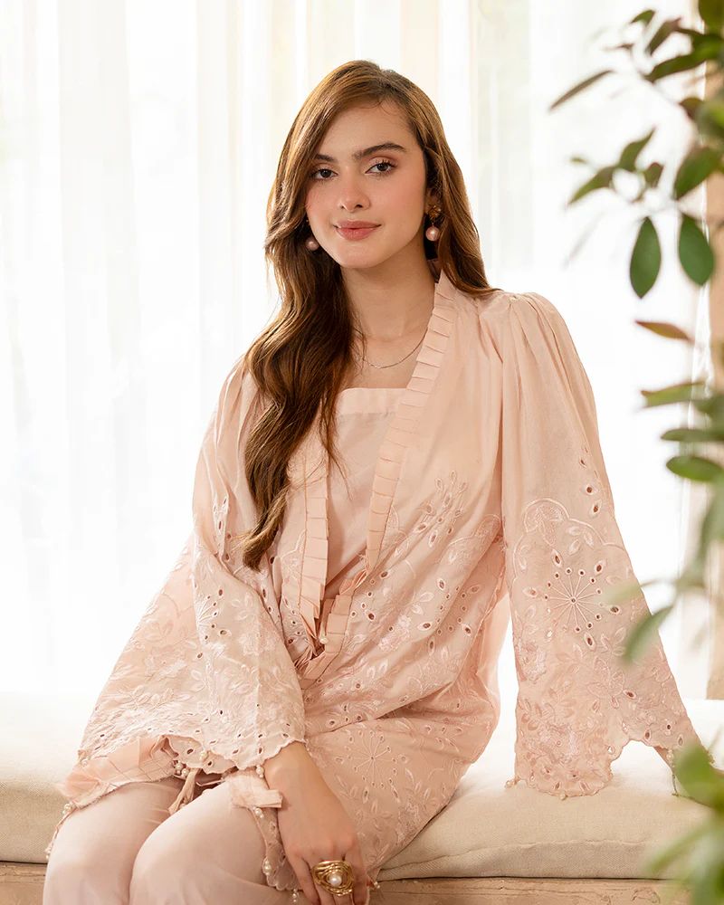 Day to Night by Mona – Raw Silk Chikankari 2pc Co-ord Gown Set DNM5