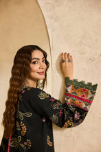 Linen by Florent – 3pc Black Winter Embroidered Suit with Shawl NAF16