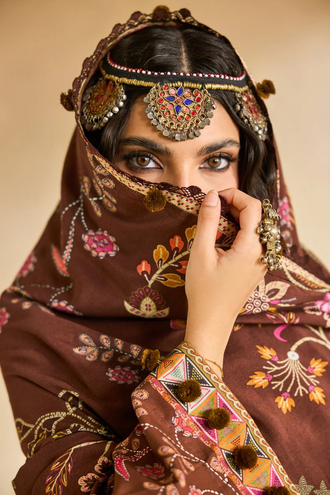 Linen by Florent – 3pc Embroidered Linen Winter Suit with Shawl NAF15