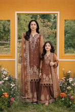 Hania’s Eid Twinning Charm by Mona – Chocolate Chikankari Sharara Suit HEC14