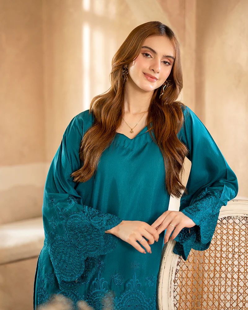 Day to Night by Mona – Raw Silk Chikankari 2pc Co-ord Set DNM6